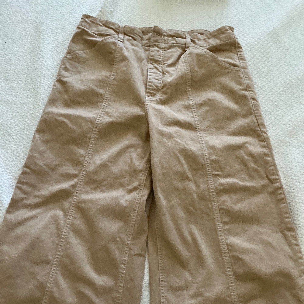 Delaney Crop Clean-seamed high-rise wide-leg jeans soft beige size 33